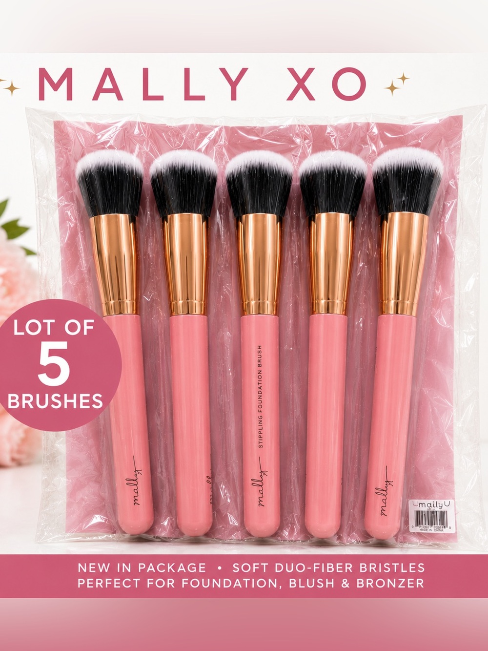 Mally XO Stippling Foundation Brush Set of 5 NIP ✨